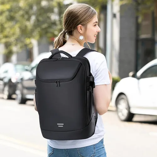 Miniatura 9 de TANGCORLE Mochila de viaje expandible aprobada para vuelos, mochila de 17.3 pulgadas para laptop de negocios para mujeres y hombres