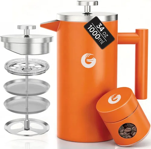 Miniatura 10 de Coffee Gator cafetera a presión SS, Acero inoxidable Plateado