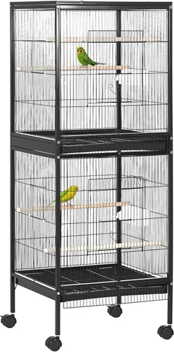 PawHut Jaula grande para pájaros con 1.7 pies de ancho para envergadura, pajarero para interiores con diseño de varias puertas, apto para canario,
