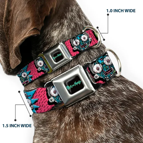 Miniatura 2 de Buckle-Down Collar de perro Hebilla de cinturón de seguridad Rick y Morty Circuito enfrenta Portal Gun 9 a 15 pulgadas 1.0 pulgadas de ancho