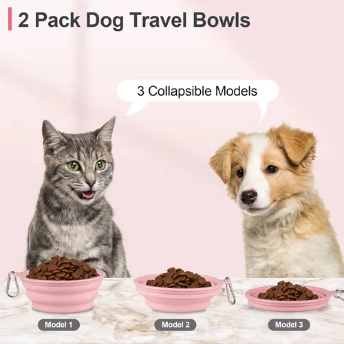 Miniatura 3 de Kytely Cuencos plegables para perros para viajes, paquete de 2 cuencos de agua portátiles para perros, cuenco plegable para comida para mascotas