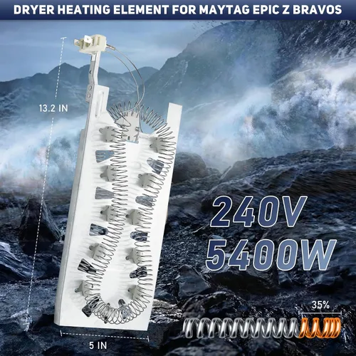 Miniatura 2 de MEDX700XW0 MEDB835DW4 MED9800TQ0 Elemento calefactor para secadora Maytag Epic z Bravos MEDB855DC4 MEDB765FW0 MEDX500XW0 MED9700SQ0 MED3500FW1