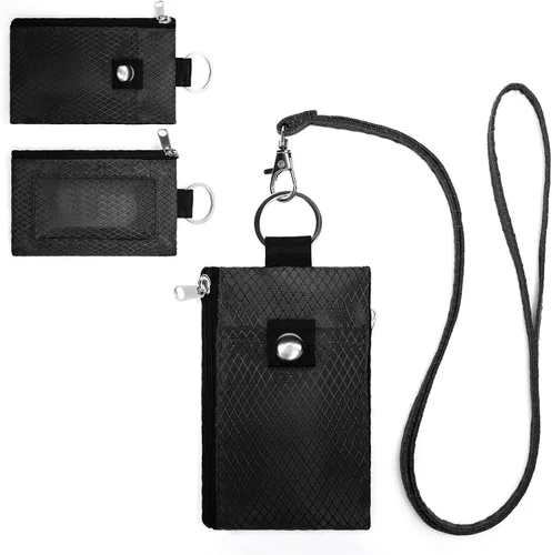 Miniatura 17 de SENDEFN Cartera delgada de piel con bloqueo RFID para tarjetas de crédito con bolsillo con cremallera