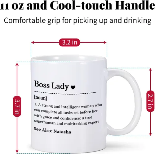 Miniatura 6 de Regalos para mujer jefa, regalos divertidos de oficina, taza de café con nombre personalizado, regalo para el día de la jefa, regalo inspirador