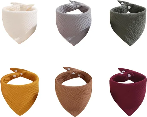 Baberos de muselina, paquete de 8 baberos bandana para bebé, algodón suave extra absorbente, babero para babear y dentición T-6pcs-no resistente al