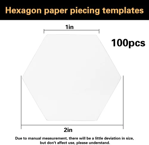 Miniatura 2 de 100 Formas Hexagonales de Papel para Piezas, Plantillas de Papel para Piezas, Plantillas de Acolchado para Uso en Proyectos de Acolchado, Costura