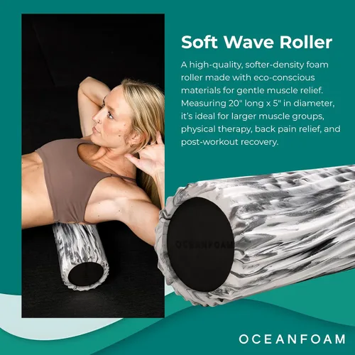 Miniatura 3 de Oceanfoam Soft Tidal Roller (mármol negro) - Rodillo de espuma de baja densidad para terapia física, dolor de espalda, ejercicio y estiramiento