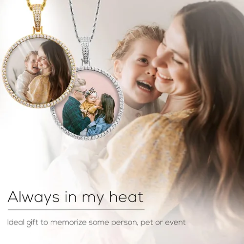 Miniatura 6 de TUHE - Dije de 18 quilates y brillantes personalizable para fotografía y recuerdo dije estilo Hip-Hop para hombre y mujer cadena TenisLazo Cubana