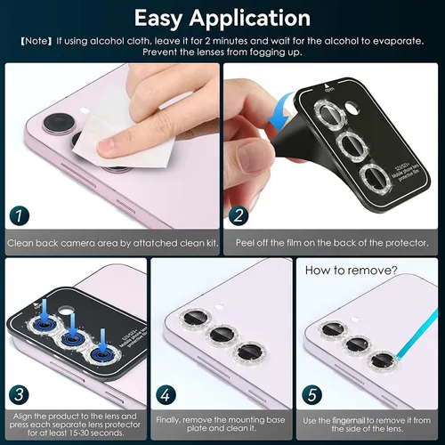 Miniatura 8 de KIOMY Funda transparente con purpurina para Samsung Galaxy S23 5G con protector de lente de cámara Diamond Sparkle y 2 paquetes de protectores