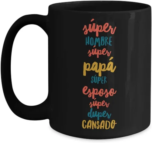 Regalo para Papa Taza de Cafe Padre Feliz dia del Padre Vaso, taza café divertidas, tazas personalizadas, taza de café inspiradoras, taza con Negro