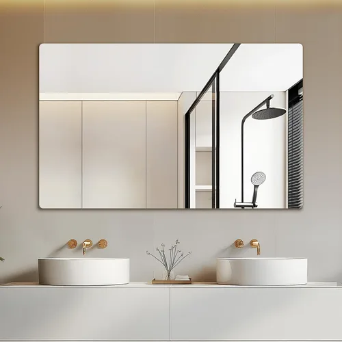 Miniatura 16 de Mirrorons Espejo de pared sin marco de 18 x 24 pulgadas, modernos espejos rectangulares de baño para pared con borde pulido, horizontal