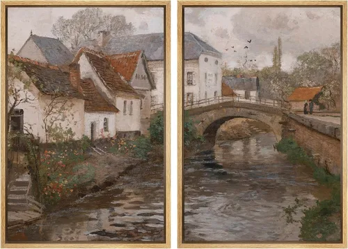 Miniatura 51 de MUDECOR Lienzo enmarcado para pared, bosque brumoso, reflejos, paisaje tranquilo, ilustraciones modernas, arte decorativo, bohemio, tranquilo/zen