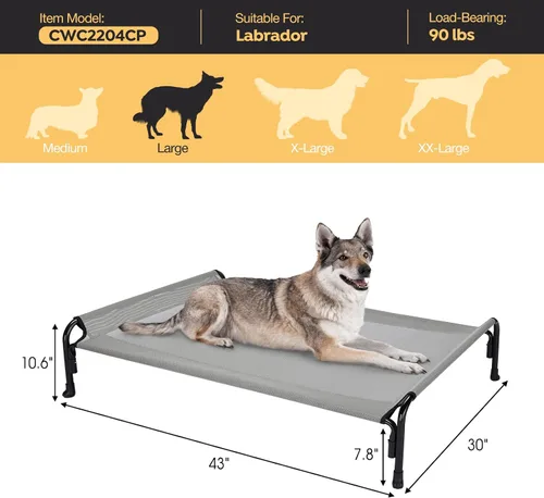 Miniatura 6 de Veehoo Cama Elevada para Perros al Aire Libre, Cuna Elevada para Perros Grandes, Cama de Hamaca para Mascotas Lavable y Resistente al Agua