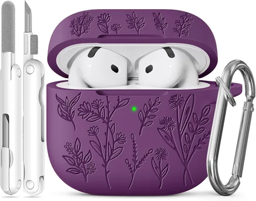 Miniatura 68 de Funda para Airpods Pro 3 con tapa magnética, fundas grabadas con flores para Apple AirPods Pro de 3ª generación 2025, funda de silicona suave