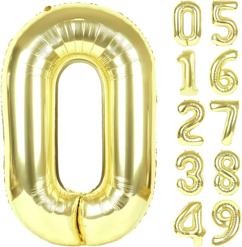 Miniatura 89 de Globo de cumpleaños número 4 dorado de 40 pulgadas, globos gigantes del número cuatro 14 24 34 40 44 2024, globos grandes de lámina de mylar para Oro