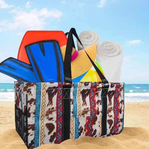 Miniatura 39 de NGIL Bolsa de comestibles reutilizable extra grande plegable de gran tamaño para comestibles, almacenamiento, picnic, playa, Bronco-negro occidental