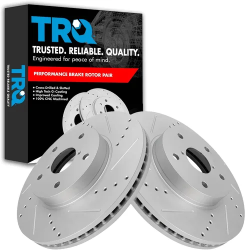 Miniatura 416 de TRQ Juego de rotores de freno de rendimiento trasero con revestimiento G premium compatible con Mazda 6 2014-2021