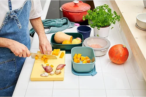 Miniatura 2 de Mepal Cirqula - Recipiente circular rectangular para almacenar y servir alimentos con tapas transparentes, perfecto para preparación de alimentos