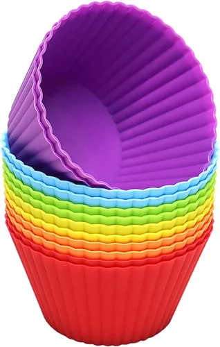 Miniatura 10 de Paquete de 12 tazas de silicona extra grandes para hornear cupcakes, forros para magdalenas y muffins de 3.54 pulgadas, tazas de silicona