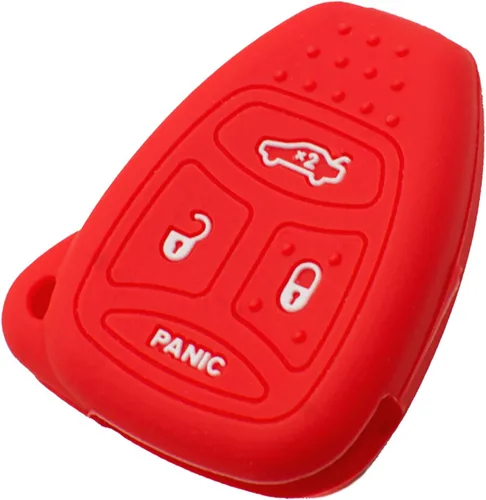 Funda de Silicona para Llavero Compatible con Chrysler 200 300 PT Cruiser Dodge Charger Magnum Durango Jeep Grand Cherokee Commander Liberty | Rojo