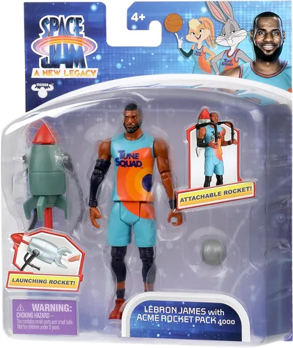 Miniatura 3 de Space Jam: A New Legacy - Figura de acción de basquetbolista de 5 pulgadas de Lebron James con propulsor de cohete ACME 4000