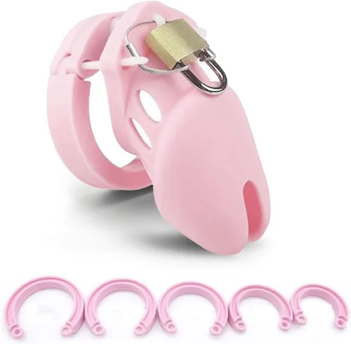 Miniatura 10 de Jaula de castidad, jaula de silicona para hombres, dispositivos de castidad transpirables, ligeros, de bienestar sexual, restricciones de bondage