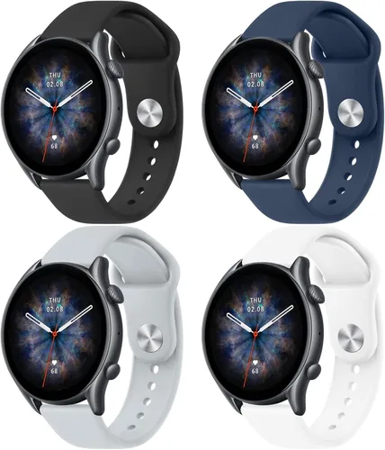 Miniatura 10 de Amzpas Correa de silicona para Amazfit GTR, 0.866 in, paquete de 4 pulseras de repuesto suaves de liberación rápida, correa deportiva para hombres