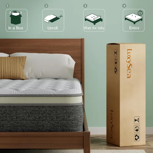 Miniatura 6 de Colchón King de 12 pulgadas, colchón de firmeza media en una caja [nueva versión] – Espuma viscoelástica y resortes embolsados para aliviar el dolor