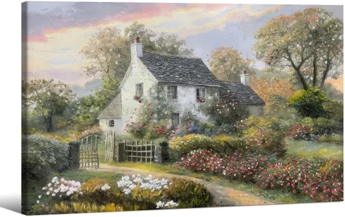 Miniatura 29 de Arte de pared de paisaje con flores silvestres y naturaleza, póster floral botánico retro, pinturas de plantas de cabaña, impresiones en lienzo