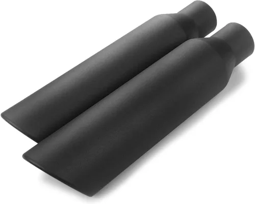 Punta de escape de 2.5 pulgadas de entrada a 4 pulgadas, 2 piezas, A-KARCK recubierto negro de 17 pulgadas de largo para soldadura en tubo de escape