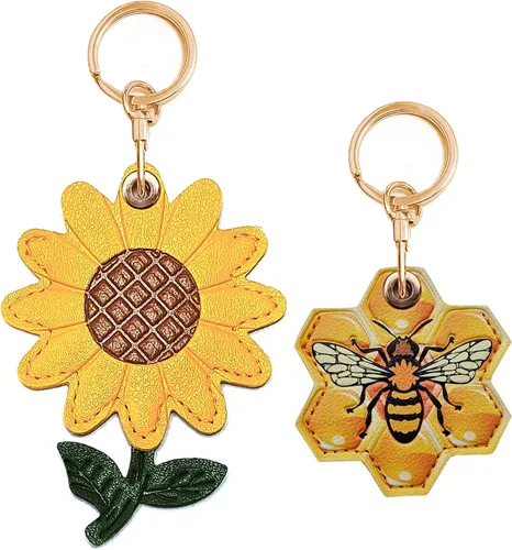 Miniatura 25 de CATCH ON Paquete de 2 fundas de cuero para Airtag para llavero, bonitos accesorios Kawaii adecuados para Airtag