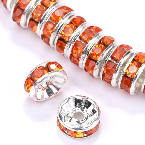 Miniatura 19 de Weebee 100 cuentas espaciadoras Rondelle, cuentas de cristal chapadas en plata, con diamantes de imitación checos, cuentas sueltas para hacer joyas