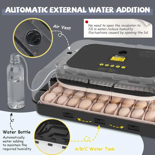 Miniatura 3 de Sailnovo Incubadoras para incubar huevos de 70 huevos con giro automático de huevos y humidificación automática, control de temperatura, incubadora