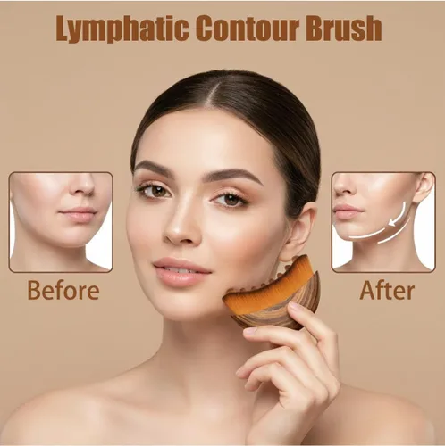 Miniatura 2 de Cepillo facial de contorno linfático, cepillo de drenaje facial linfático, suave, orgánico, reduce la hinchazón, mejora la piel y el resplandor, 1pcs
