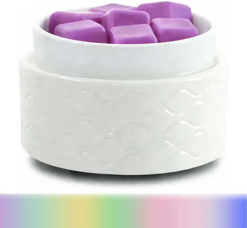 Calentador de cera que cambia de 7 colores, diseño moderno de ondulación, calentador de velas eléctrico 3 en 1 con gran plato de fusión, derretidor