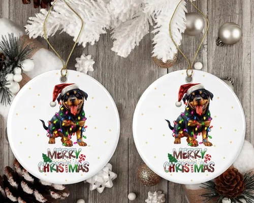 Miniatura 2 de Rottweiler Ornamento, Adorno de Feliz Navidad, Regalo de Adopción de Perro, Adorno Rottweiler Primera Navidad, Adornos conmemorativos para perros