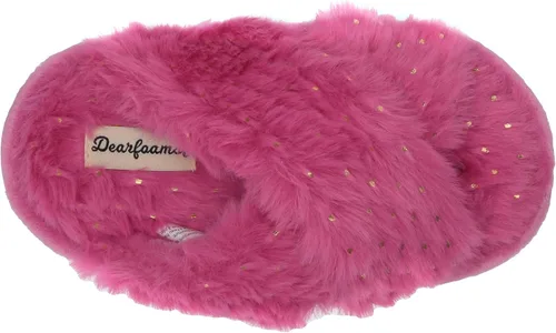 Miniatura 5 de Dearfoams Pantuflas Ava Furry Crossband Slide para niños