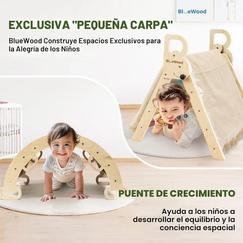 Miniatura 8 de BlueWood Pikler - Juego de triángulos 7 en 1 plegables, juguetes de escalada Montessori de madera con arco y rampa y escalera, escalador para bebés