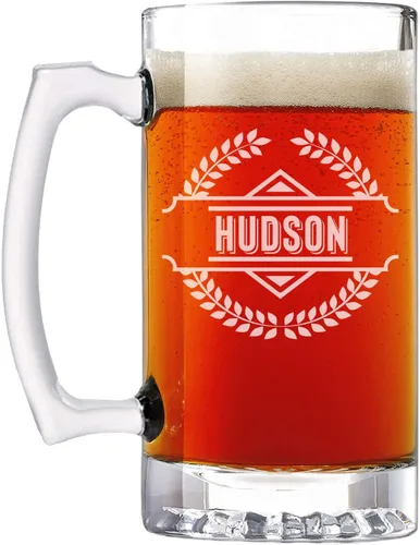 Miniatura 27 de Taza de cerveza de vidrio con monograma grabado personalizado, 34 onzas, Día del Padre, monograma, nombre personalizado, regalos de cerveza Claro