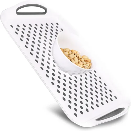 Miniatura 9 de Bandeja rectangular antideslizante para servir con asas de fácil agarre. Nubs de silicona en bandeja de plástico antideslizante para alimentos