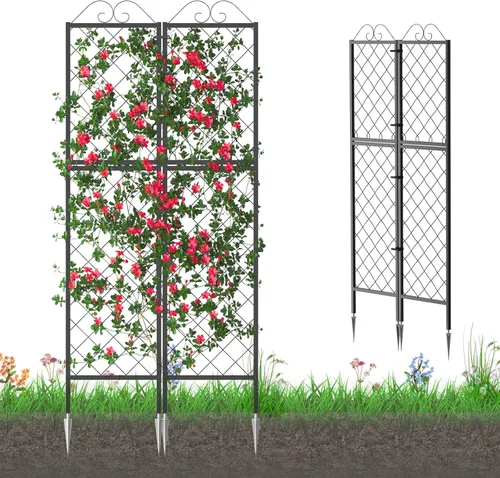 Zhongma Paquete de 2 enrejados de metal para jardín para plantas trepadoras, valla de metal de 77.2 pulgadas de alto, soporte de enrejado para
