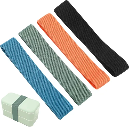 Luxshiny Correas elásticas para caja Bento, 4 unidades, coloridas bandas de fijación para fiambrera, correa elástica de nailon ajustable, accesorios