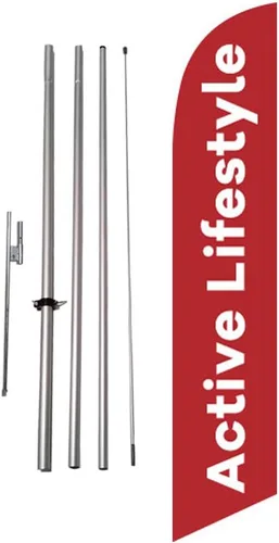 Miniatura 10 de 55+ Active Living Senior Living Community Publicidad Bandera de plumas Letrero con kit de poste y pico de tierra