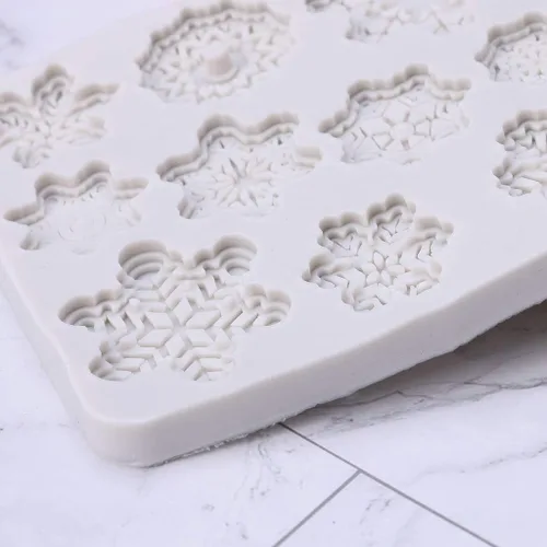 Miniatura 8 de Molde de silicona para pastel de fondant de copo de nieve de Navidad, molde de caramelo de chocolate, decoración de bricolaje, decoraciones
