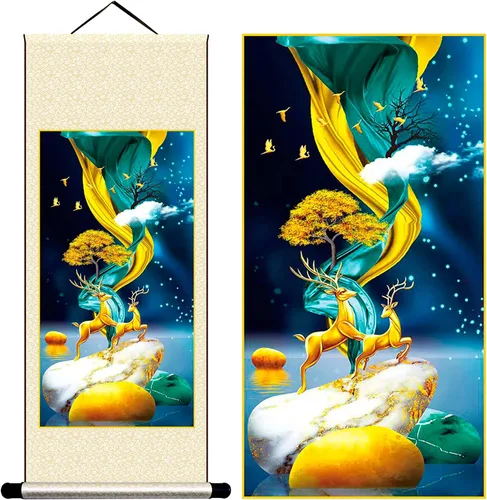 Miniatura 22 de Grace Art Pergamino de pared asiático, Yin acuático y yang