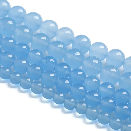 Miniatura 2 de 4MM 86 piezas cuentas sueltas de calcedonia azul aguamarina para hacer joyas, pulseras, collares Aguamarina azul