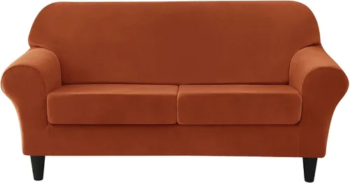 Miniatura 17 de OBCREAT Funda para sofá, 4 piezas, terciopelo elástico, para sofá de 3 cojines, funda de sofá suave con parte inferior elástica, protector