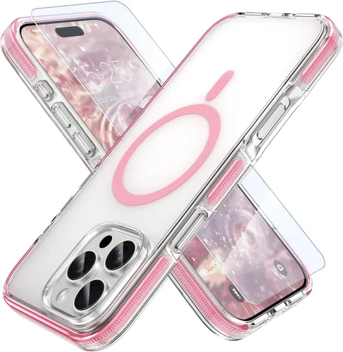 Miniatura 14 de MILPROX Compatible con iPhone 16 Pro Funda – con protector de pantalla – Compatible con MagSafe – Diseño magnético claro transparente – Que no se