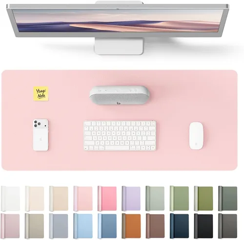 YSAGi Protector de escritorio de cuero, tapete de oficina, alfombrilla grande para mouse, secante de cuero PU antideslizante, almohadilla para Rosa