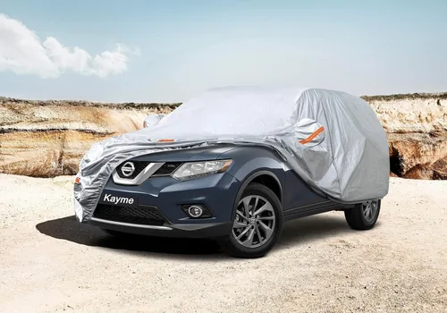 Miniatura 7 de Kayme Fundas impermeables para automóvil SUV, protección contra la lluvia contra el sol y los rayos UV, con bolsillo para espejo con cremallera